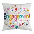 thumbnail image 1 of Engagement Party Decorations Throw Pillow Cushion Cover, Cartoon Patchwork Inspired Hearts Engagement Party Theme Image, Decorative Square Accent Pillow Case, 16 X 16 Inches, Multicolor, by Ambesonne, 1 of 2