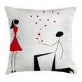 thumbnail image 1 of Engagement Party Decorations Throw Pillow Cushion Cover, Modern Minimalist Design Couple with Heart Flowers, Decorative Square Accent Pillow Case, 18 X 18 Inches, Black White and Red, by Ambesonne, 1 of 2