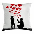 thumbnail image 1 of Engagement Party Decorations Throw Pillow Cushion Cover, Wedding Proposal of Romantic Couple with Hearts Image, Decorative Square Accent Pillow Case, 20 X 20 Inches, Black White and Red, by Ambesonne, 1 of 2