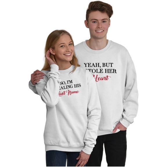 Engagement Party Photos Set His Hers Men's Big & Tall Crewneck Sweatshirt Brisco Brands 2X