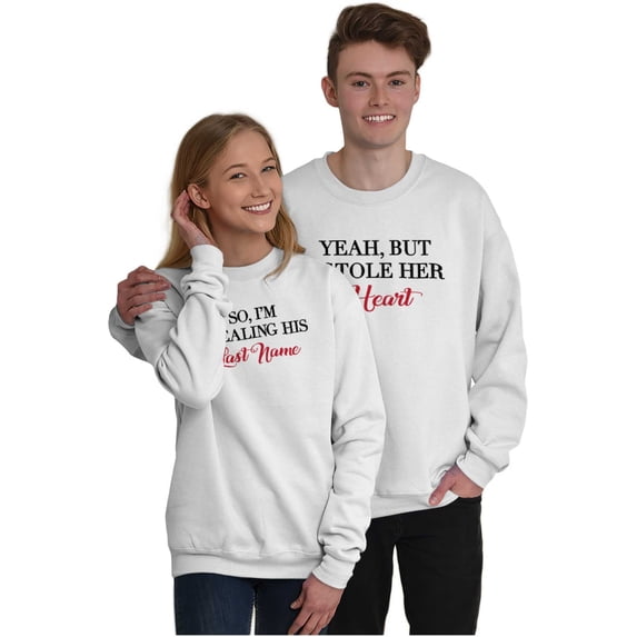 Engagement Party Photos Set His Hers Women Plus Size Crewneck Sweatshirt Brisco Brands 2X