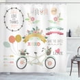 thumbnail image 1 of Engagement Party Shower Curtain, Bicycle With a Basket Full of Spring Flowers Wedding Concept Elements, Fabric Bathroom Set with Hooks, 69W X 70L Inches, Multicolor, by Ambesonne, 1 of 3