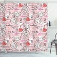 thumbnail image 1 of Engagement Party Shower Curtain, My Heart Belongs To You Message with Rings and Hearts Romantic Pattern, Fabric Bathroom Set with Hooks, 69W X 75L Inches Long, Multicolor, by Ambesonne, 1 of 3
