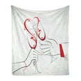 thumbnail image 1 of Engagement Party Soft Flannel Fleece Blanket, Couple Clinking Flute Glass of Wine Forming Heart Shape Splash, Cozy Plush for Indoor and Outdoor Use, 50" x 70", Scarlet and Pale Grey, by Ambesonne, 1 of 5