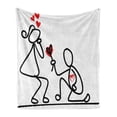 thumbnail image 1 of Engagement Party Soft Flannel Fleece Blanket, Hand Drawn Kidergarten Themed Wedding Proposal Image Celebration, Cozy Plush for Indoor and Outdoor Use, 70" x 90", Black White and Red, by Ambesonne, 1 of 6