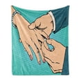 thumbnail image 1 of Engagement Party Soft Flannel Fleece Blanket, Pop Art Movement Inspired Retro Style Dotted Design Man Putting the Ring, Cozy Plush for Indoor and Outdoor Use, 50" x 70", Multicolor, by Ambesonne, 1 of 6