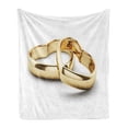 thumbnail image 1 of Engagement Party Soft Flannel Fleece Blanket, Realistic Illustration 3D Style Image Heart Shaped Engagement Rings, Cozy Plush for Indoor and Outdoor Use, 70" x 90", Beige and White, by Ambesonne, 1 of 5
