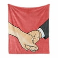 thumbnail image 1 of Engagement Party Soft Flannel Fleece Throw Blanket, Classic Halftone Dot Pop Art Engaged Couple Holding Hands, Cozy Plush for Indoor and Outdoor Use, 50" x 70", Dark Coral Beige, by Ambesonne, 1 of 6