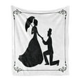 thumbnail image 1 of Engagement Party Soft Flannel Fleece Throw Blanket, Kneeling Man Purposes to Crinoline Dressed Lady Under an Umbrella, Cozy Plush for Indoor and Outdoor Use, 50" x 70", Black and White, by Ambesonne, 1 of 6