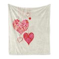 thumbnail image 1 of Engagement Party Soft Flannel Fleece Throw Blanket, Ornamental Floral Heart Attached to Strings with Bow Tie, Cozy Plush for Indoor and Outdoor Use, 50" x 70", Eggshell Multicolor, by Ambesonne, 1 of 5
