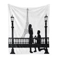thumbnail image 1 of Engagement Party Soft Flannel Fleece Throw Blanket, Paris Lovers City Wedding Proposal for Future Image Happiness, Cozy Plush for Indoor and Outdoor Use, 60" x 80", Black and White, by Ambesonne, 1 of 5