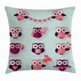 thumbnail image 1 of Engagement Party Throw Pillow Cushion Cover, Valentine Concept Long Eared Baby Owls Holding Love Letters and Hearts, Decorative Square Accent Pillow Case, 16 X 16 Inches, Multicolor, by Ambesonne, 1 of 2
