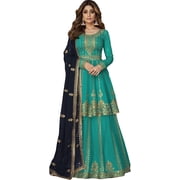 Engagement Party Wear Indian Designer Salwar Kameez Suit Pakistani Style Heavy lengha with Dupatta Dress Sky, 9XL - 60