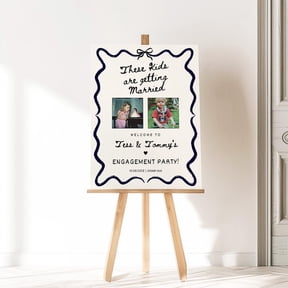 Engagement Party Welcome Sign Wavy Rehearsal Dinner Photo Sign Unframed Paper Print