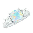 thumbnail image 1 of Rosec Jewels Engagement Ring - Cushion Cut Ethiopian Opal Solitaire Ring with Moissanite (2.75 CT), 18K White Gold, US 8.00, 1 of 9