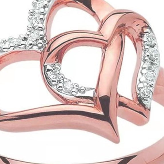 Engagement Ring Elegant Shining Alloy Hollow Double Heart Women Wedding Band Jewelry Accessories-Rose Gold,US 9