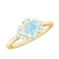 thumbnail image 1 of Rosec Jewels Natural Ethiopian Opal Engagement Ring for Women - Princess Cut Opal Diamond Ring - AAA Quality - with Jewelry Box, 10K Yellow Gold, US 11.00, 1 of 10