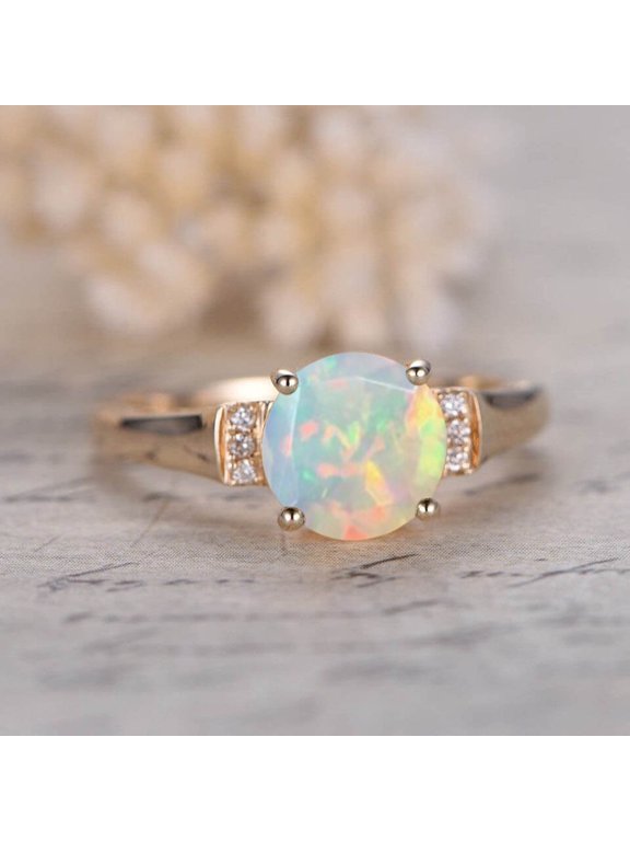 Oval White Natural Opal Engagement Ring 5 ct. t.w. 925 Sterling, Sterling Silver Band For Beloved