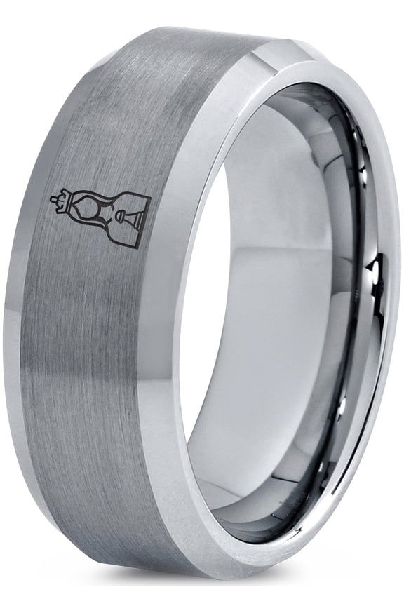 Tungsten Gamer Mens Rings Grey Mothers Day Ring Size Chart 8th Anniversary Gift Metallic