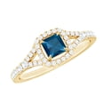 thumbnail image 1 of Rosec Jewels London Blue Topaz Princess Cut Engagement Ring - Natural Blue Topaz Diamond Ring - AAA Quality - with Jewelry Box, 10K Yellow Gold, US 3.00, 1 of 7