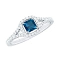 thumbnail image 1 of Rosec Jewels London Blue Topaz Princess Cut Engagement Ring - Natural Blue Topaz Diamond Ring - AAA Quality - with Jewelry Box, 14K White Gold, US 12.00, 1 of 7