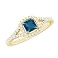 thumbnail image 1 of Rosec Jewels London Blue Topaz Princess Cut Engagement Ring - Natural Blue Topaz Diamond Ring - AAA Quality - with Jewelry Box, 18K Yellow Gold, US 11.00, 1 of 7