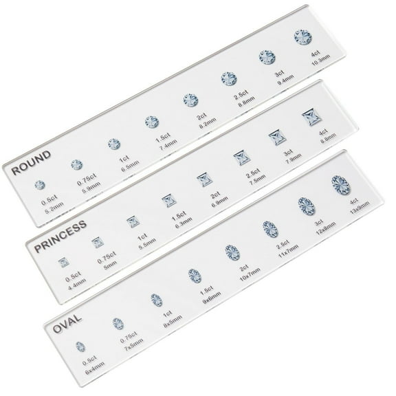 Engagement Ring Size And Shape Sizer Tool – Round, Oval, And Princess Cut Comparison Ruler for Accurate Ring Sizing Before Purchase Harlik