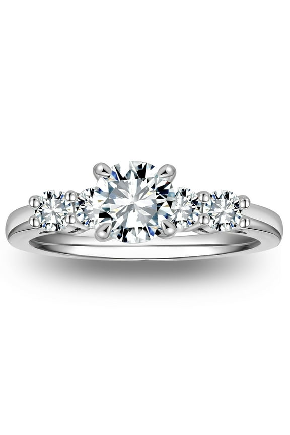 Engagement Ring for Women Le Sha Cz Sterling Silver 5 Stone Wedding Ring by Ginger Lyne