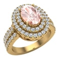 thumbnail image 1 of Engagement Ring for Women Pink Morganite Double Halo Diamond Proposal Ring 14K Gold 2.65 CT TW (G,SI), 1 of 5