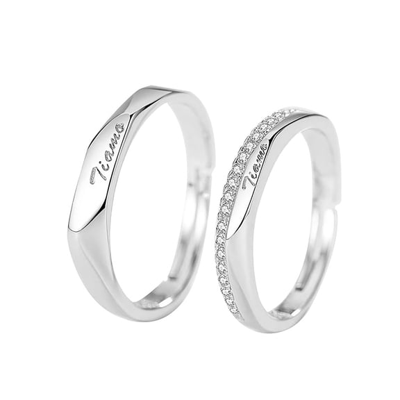 Engagement Rings,925 Sterling Silver,Womens and Men Rings Jewelry,Adjustable,Promise Rings,Couples Ring