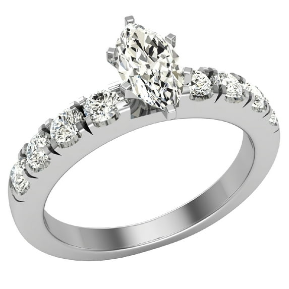 Engagement Rings For Women - Marquise Cut 14K White Gold 1.10 CT (J,I1) GIA Certificate