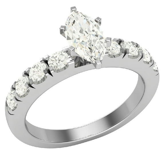 Engagement Rings For Women - Marquise Cut 14K White Gold 1.20 CT (K,I2) GIA Certificate