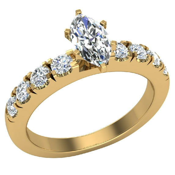 Engagement Rings For Women - Marquise Cut 18K Gold 1.00 CT (E,VS) GIA Certificate
