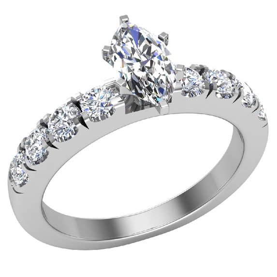 Engagement Rings For Women - Marquise Cut 18K White Gold 1.10 CT (G,VS2) GIA Certificate