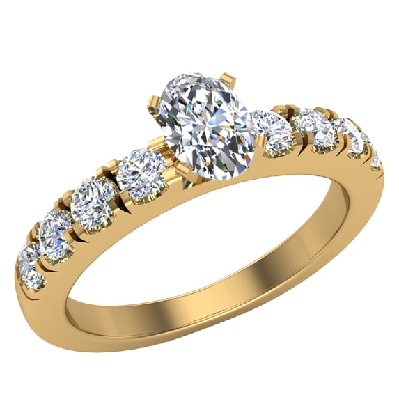 Engagement Rings For Women - Oval Cut 14K Gold 1.00 CT (H,I1) GIA Certificate