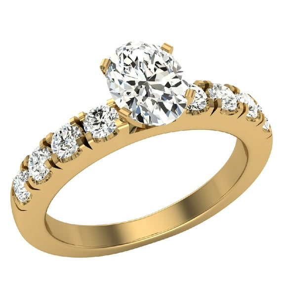 Engagement Rings For Women - Oval Cut 14K Gold 1.20 CT (J,SI) GIA Certificate