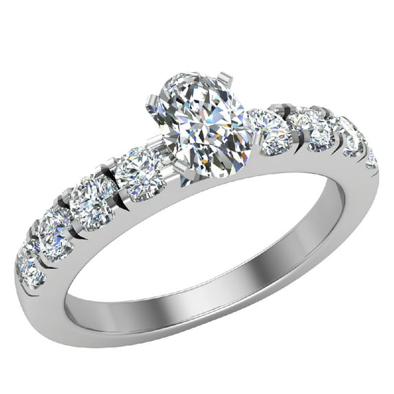 Engagement Rings For Women - Oval Cut 14K White Gold 1.00 CT (I,SI) GIA Certificate