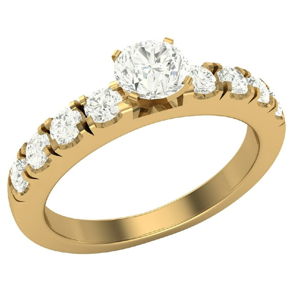 Engagement Rings For Women - Round Brilliant 14K Gold 1.10 CT (L,I1) GIA Certificate