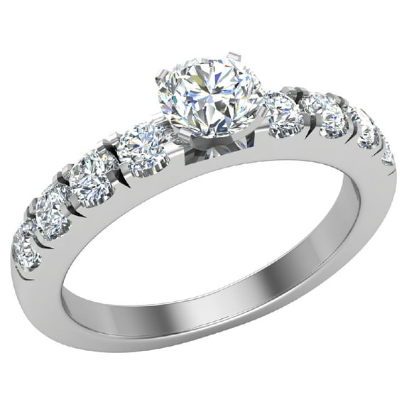 Engagement Rings For Women - Round Brilliant 14K White Gold 1.10 CT (H,SI) GIA Certificate