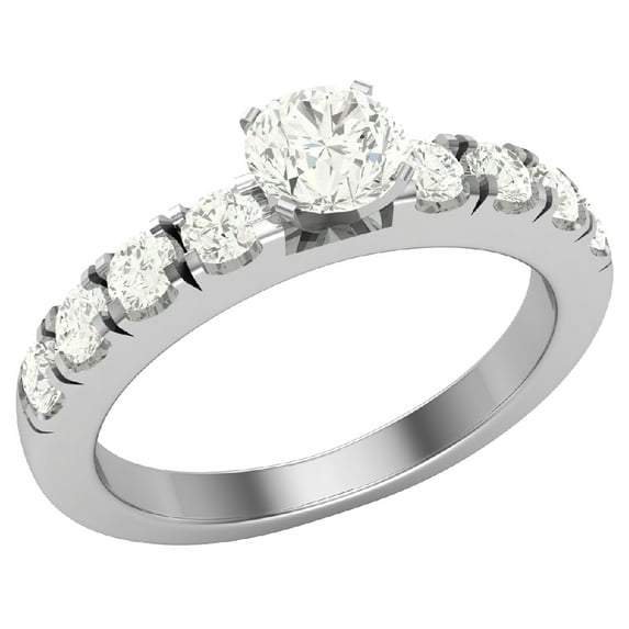 Engagement Rings For Women - Round Brilliant 14K White Gold 1.10 CT (K,I2) GIA Certificate