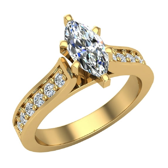 Engagement Rings Marquise Cut Diamond Rings for Women 14K Gold 1.00 CT TW (H,SI1)