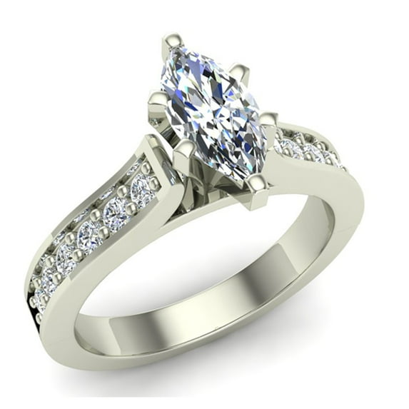 Engagement Rings Marquise Cut Diamond Rings for Women 14K White Gold 1.10 CT TW (F,VS1)