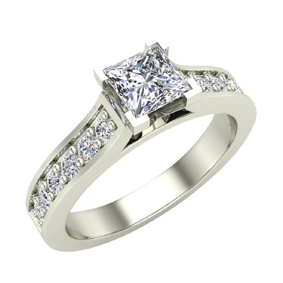 Engagement Rings Princess cut Diamond Rings for Women 14K White Gold 3/4 CT TW (I, I1)
