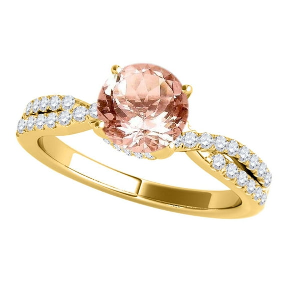 Engagement Rings for Women 1.15 Carat Halo Morganite and Diamond Engagement Ring Crafted 4-prong 14k Solid Yellow Gold