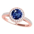 thumbnail image 1 of Engagement Rings for Women 1.35 Carat Antique Design Halo Sapphire and Diamond Engagement Ring 4-prong 14k Solid Rose Gold, 1 of 5