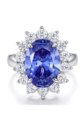 Blue Tanzanite Rings for Women 5.6Ct Oval Cut December Birthstone Engagement Ring Anniversary Gift for Her Size 7