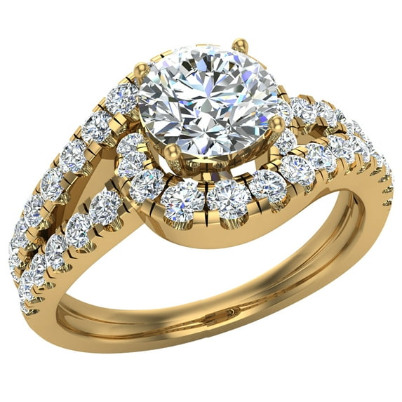 Engagement Rings for Women 14K Gold Diamond Ring Ocean Wave Style 1.25 CT (G,VS)