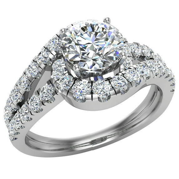 Engagement Rings for Women 14K White Gold Diamond Ring Ocean Wave Style 1.25 CT (G,SI)