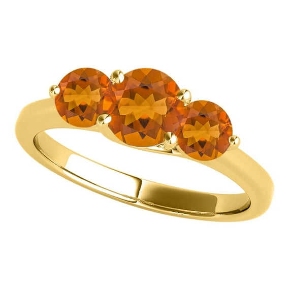 Aonejewelry Women's 2.25 Carat Three Stone Citrine Ring in 10k Yellow Gold