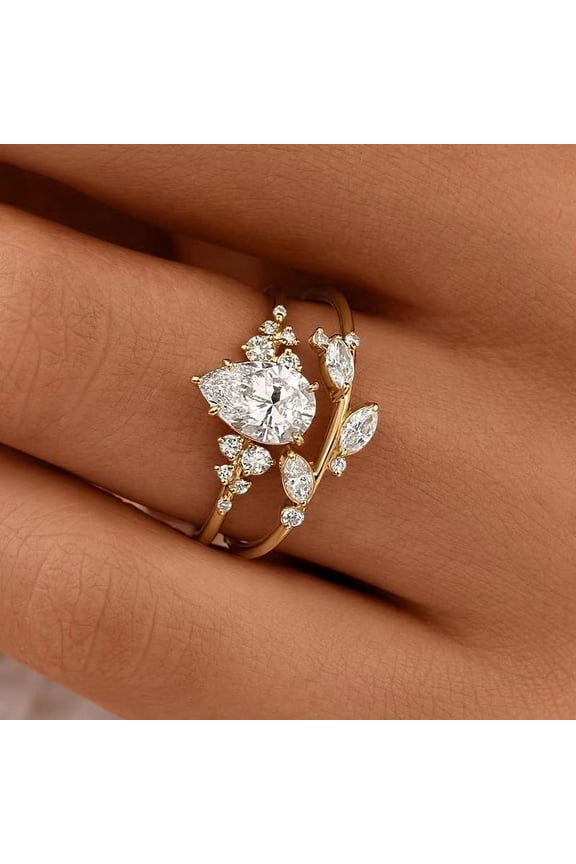 Engagement Rings for Women Non  Gold Wedding Ring Set for Women 14K Gold Plated Fake Engagement Ring   Gold Stackable Rings Jewelry Gifts